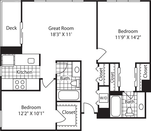 Floor Plan - 1 Bed 710- 1610