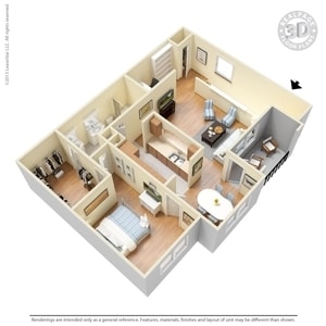 1BR/1BA - 1 Bed 1 Bath 1057 SqFt (896 Net)