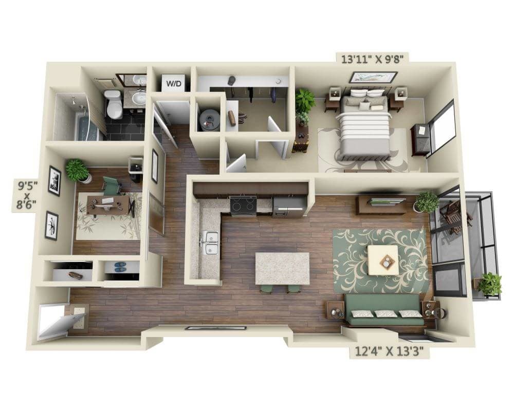 Floor Plan - One Bedroom Den A1CD