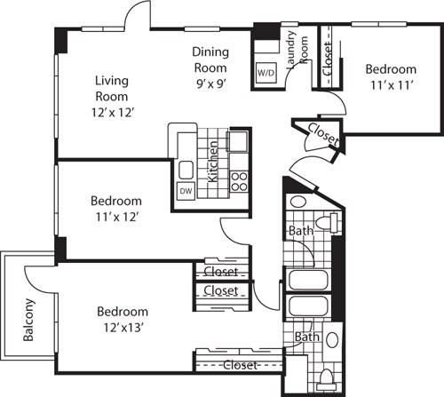 Floor Plan - Three Bedroom 1423