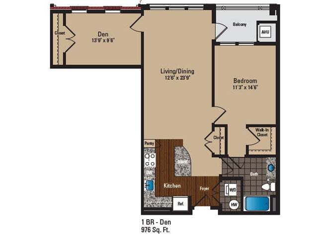 Floor Plan - 1 Bed 1 Bath With Den