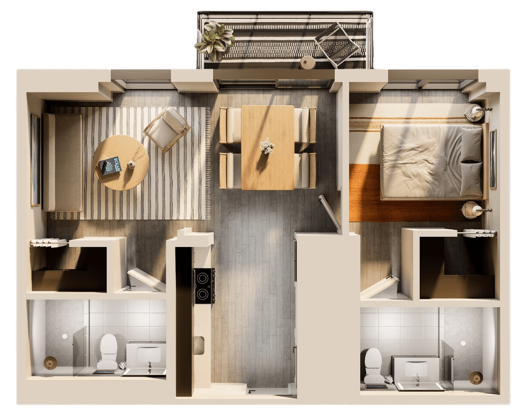 Floor Plan - Gold Coast 1 Bedroom