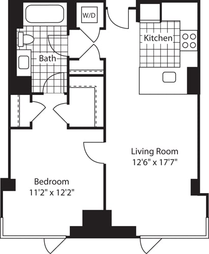 Floor Plan - 1 Bed (North)- 728