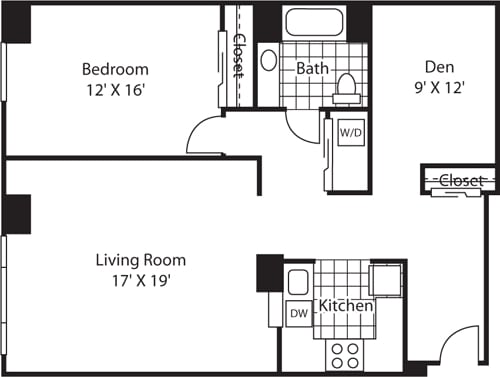 Floor Plan - One Bedroom 1293