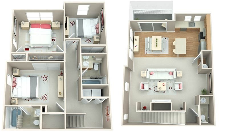 Explore the thoughtfully designed duplex layout, perfect for modern family living. - 3 Bed/2.5 Bath