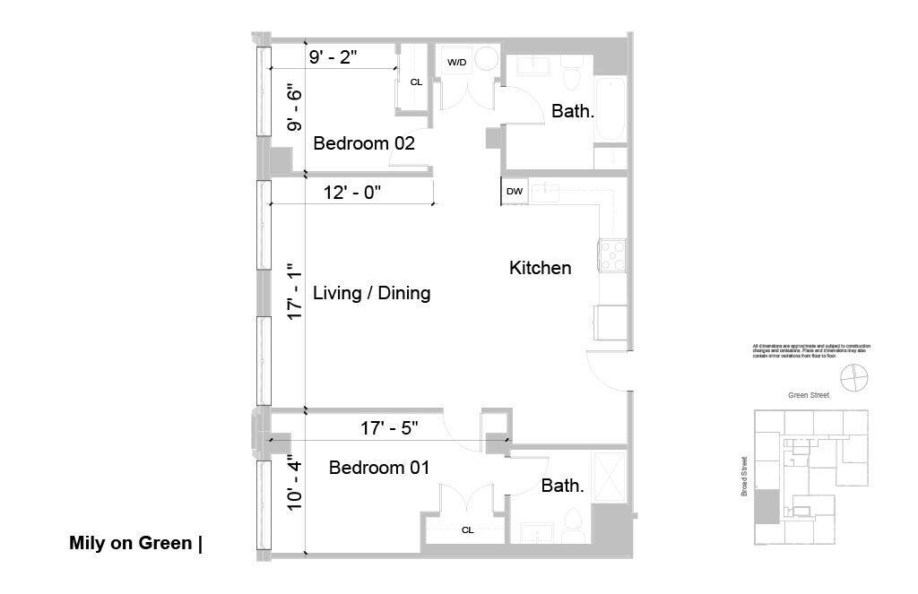 Floor Plan - 2B2B D 1060sf