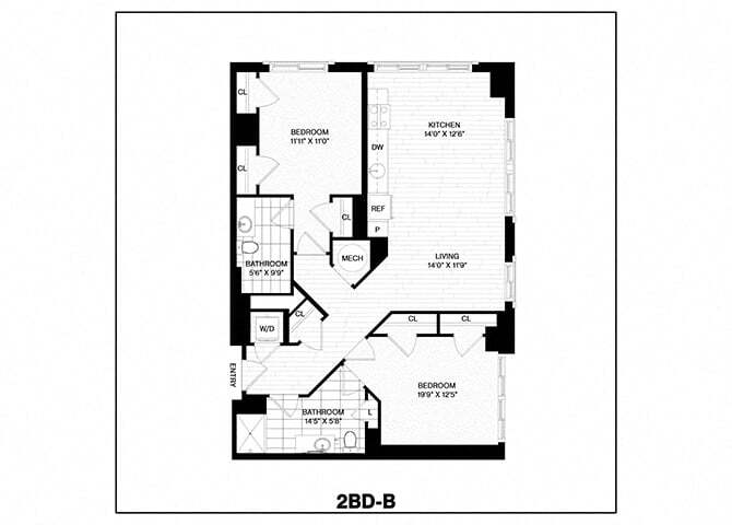 Floor Plan - 2 Bed/2 Bath-B