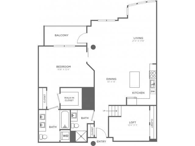 One Bedroom Two Bath w/Loft (1320 SF) - One Bedroom Two Bath w/Loft (1320 SF)