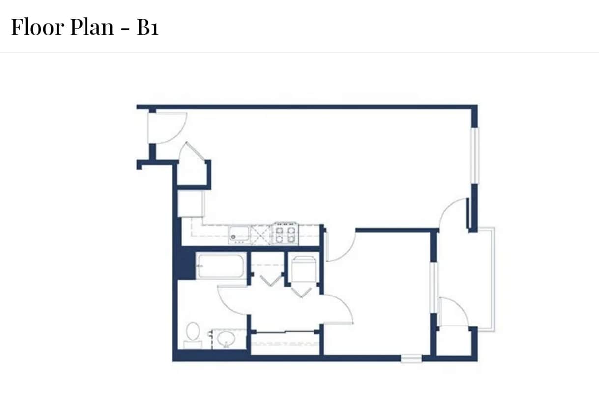 Floor Plan - 1 + 1 W LARGE BALCONIES / PATIOS! ROOFTOP POOL!...