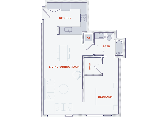Floor Plan - 1 Bedroom | 812 sf