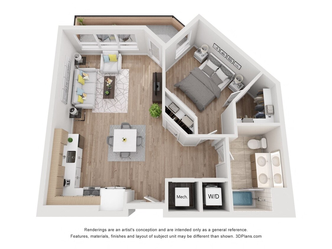 Floor Plan - Avenue G | 1 Bed/1 Bath-AW-02.1