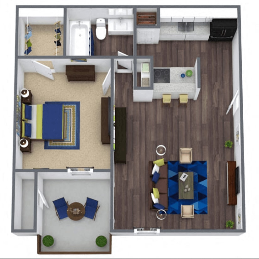 Floor Plan - A3: 1 Bed 1 Bath