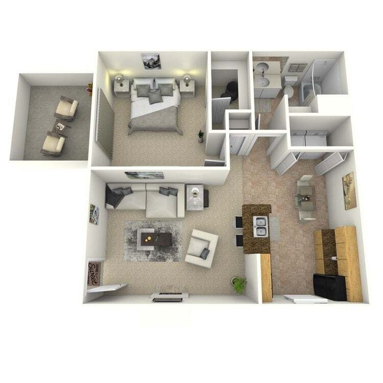 Floor Plan - Brighton Renovated - One Bedroom One Bath
