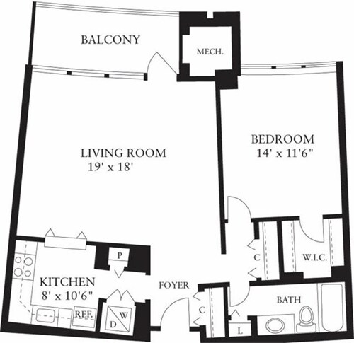 Floor Plan - 1 Bedroom O