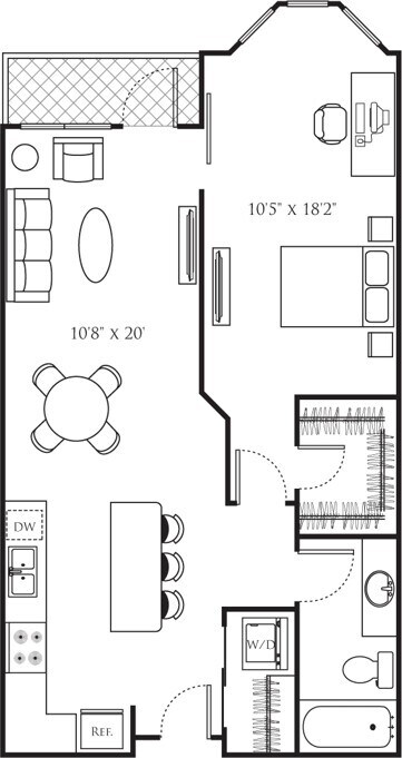 Floor Plan - One Bedroom Q (1A)