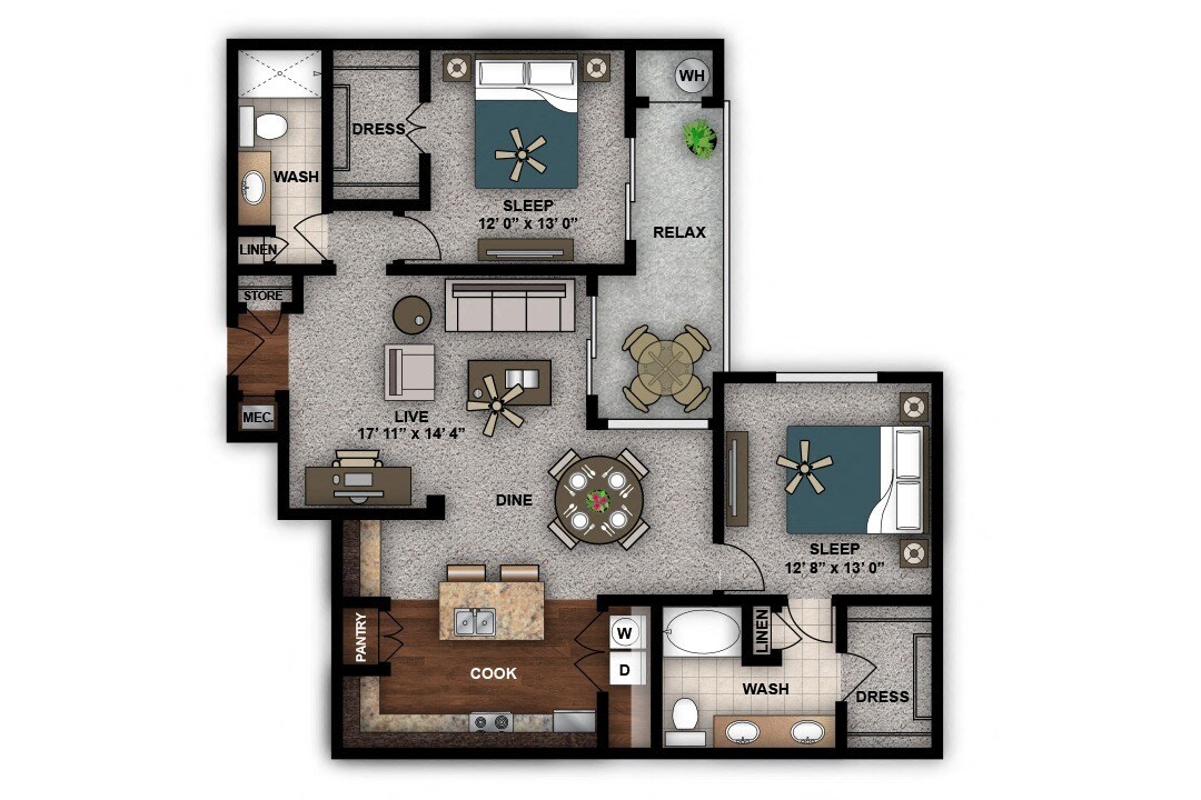 Floor Plan - Two Bedroom Renovated C4prr
