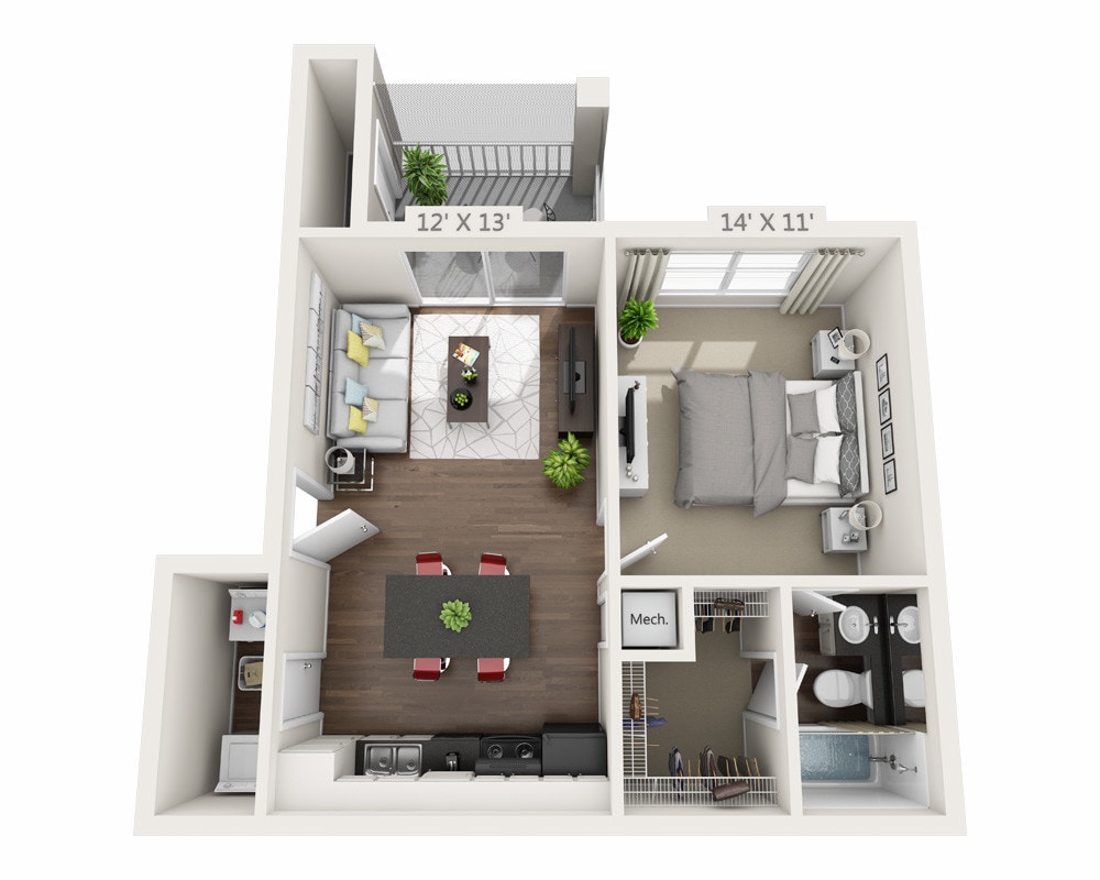 Floor Plan - One Bedroom A1A