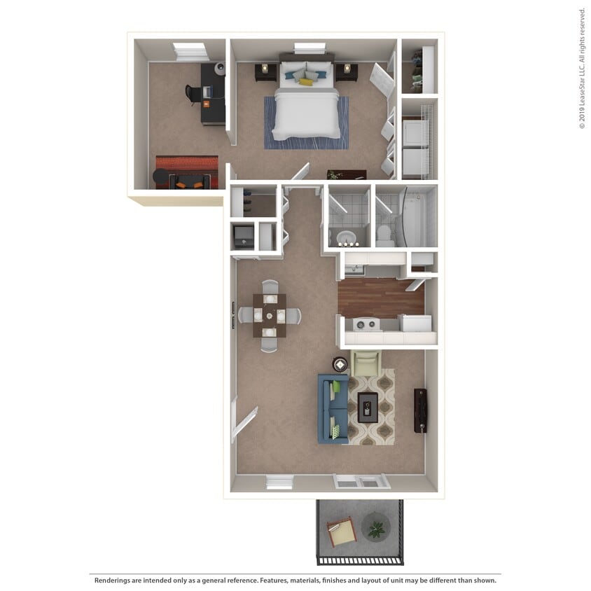 Floor Plan - 1 Bedroom 1 Bathroom 