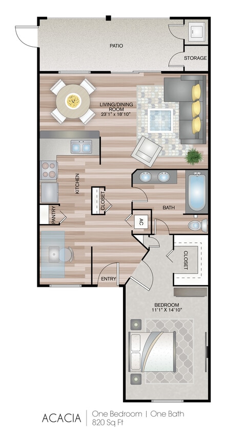 820 Square Feet - The Acacia