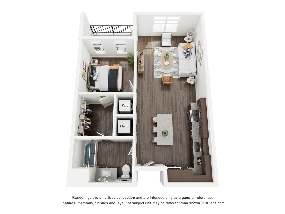 Floor Plan - 1 Bed 1 Bath