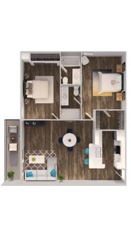Floor Plan - 2 Bedroom - 80% AMI