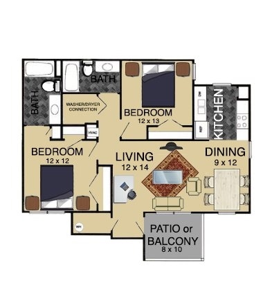 2 Bedroom Floor Plan - 2 Bedroom 1st Floor