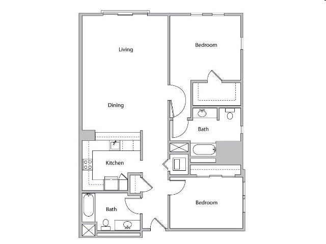 2BR/2BA - 2x2 flat