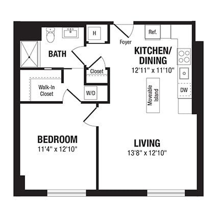 Floor Plan - 1 Bed/1 Bath-A12