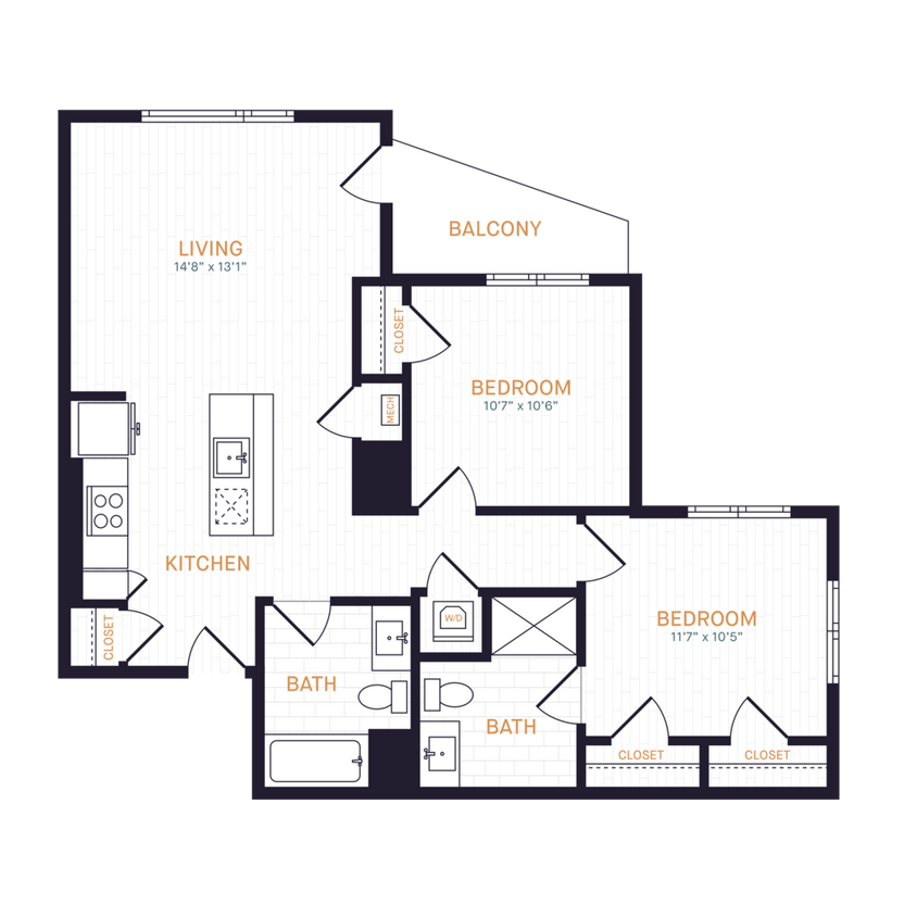 Floor Plan - B5 | 2 Bed | 2 Bath