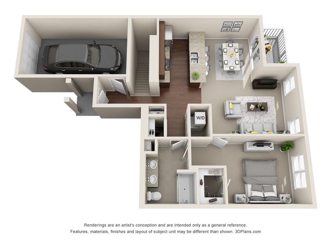 Floor Plan - 1 Bedroom 1 Bath 1st floor with Attached Garage...