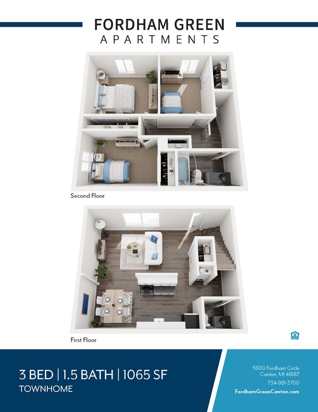 Floor Plan - 3 Bedroom 1.5 Bathroom Townhouse