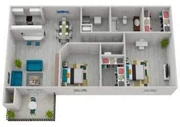 Floor Plan - Two Bed One Bath - Renovated