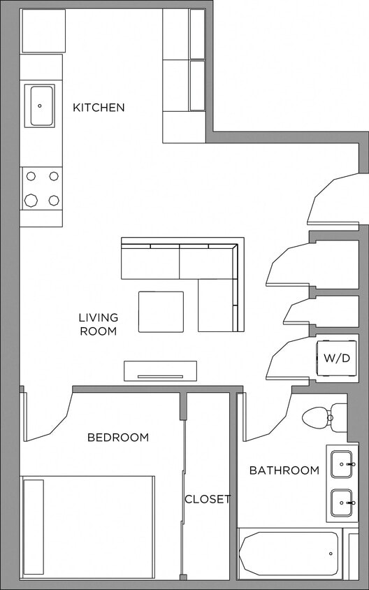 Floor Plan - 1 Bed/1 Bath-680a