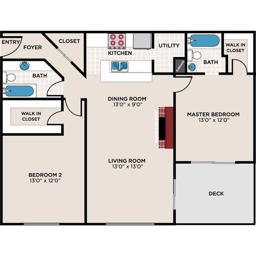 Floor Plan - Princeton - 1,086 sf