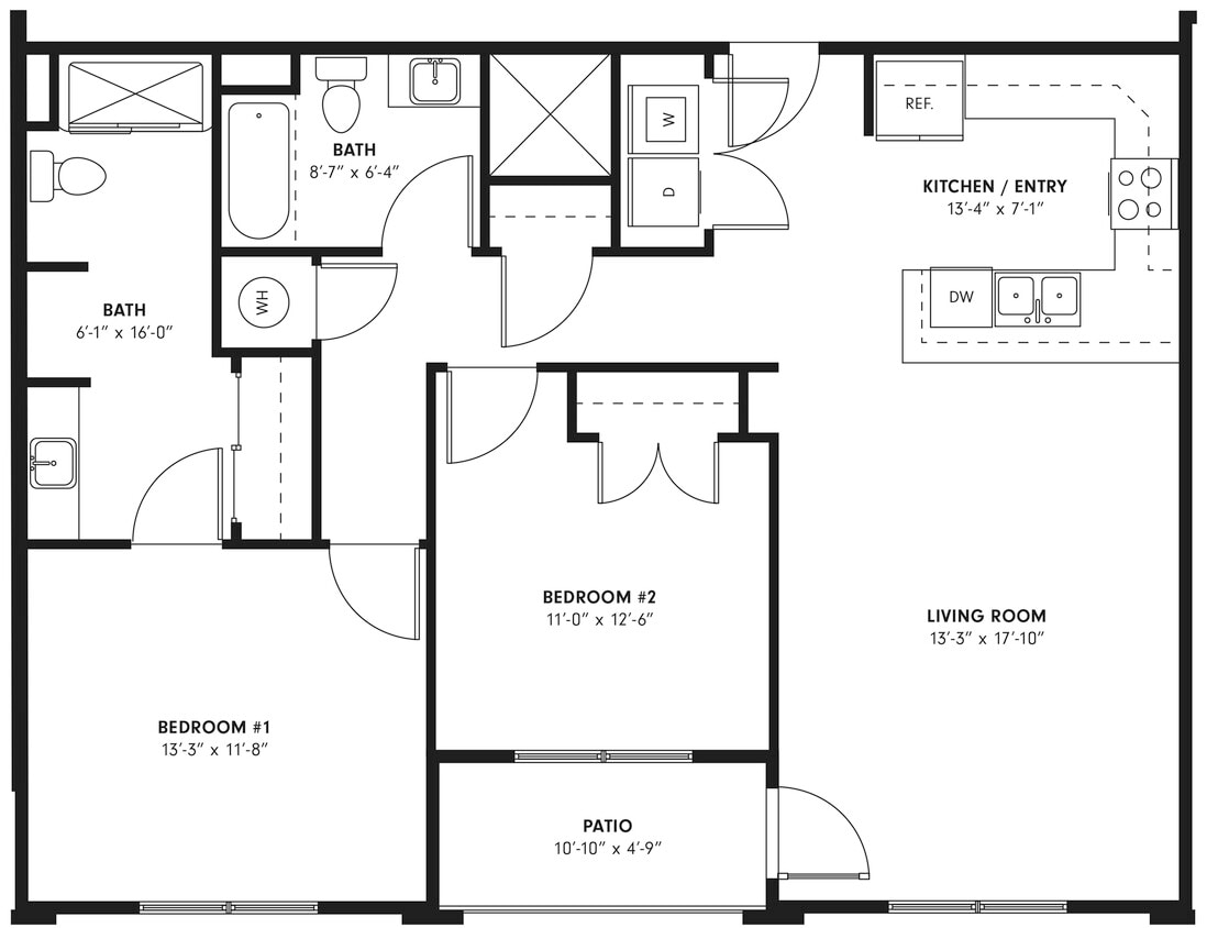 The Buckeye Floor Plan | Two Bedrooms and Two Bathrooms - The Buckeye