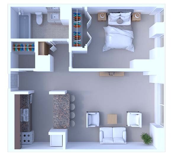 Floor Plan - 1 Bedroom Floor Plan A6