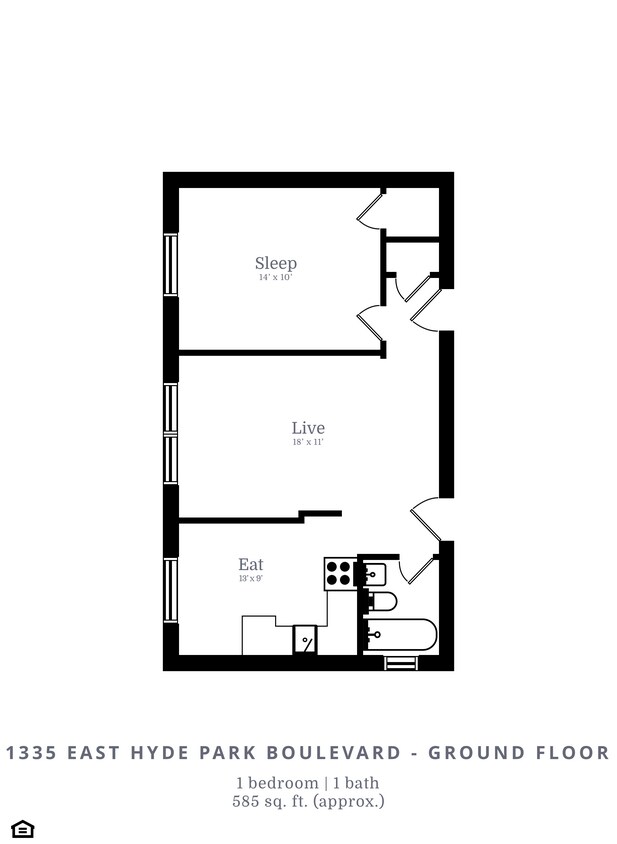 Floor Plan - 1 bedroom