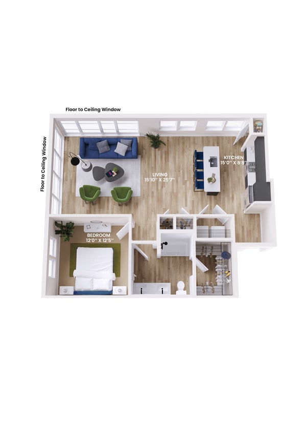 Floor Plan - One Bedroom Penthouse