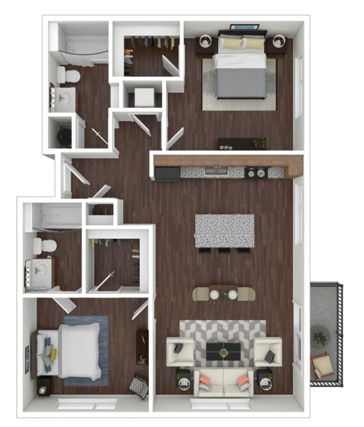 Floor Plan - 7180B4 - Polini II 2x2 - 984 Sqft