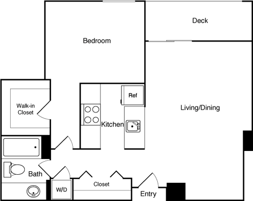 Floor Plan - 1 Bed 410-610 SW