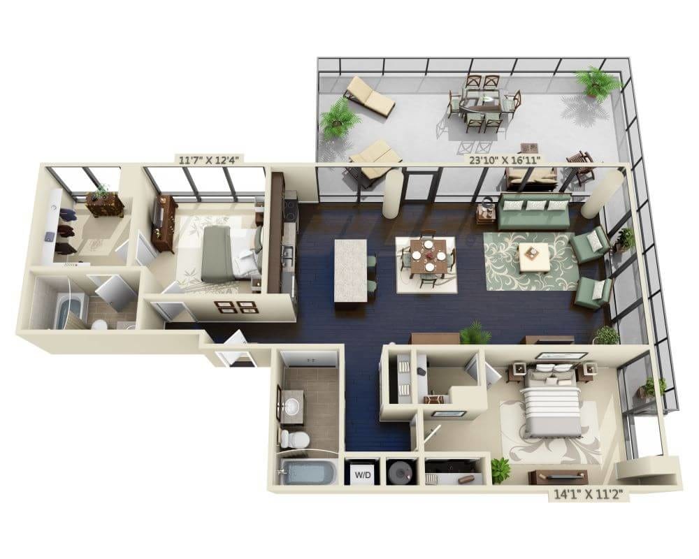Floor Plan - Two Bedroom B2I