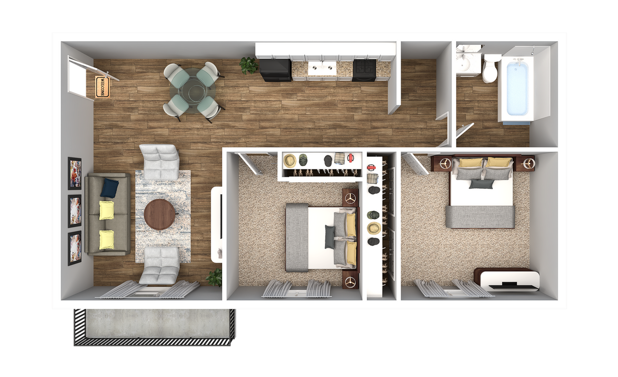 2 Bedroom 1 Bathroom - 2 Bedroom 1 Bath 750