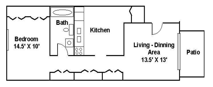 Floor Plan - 1 Bedroom 1 Bath