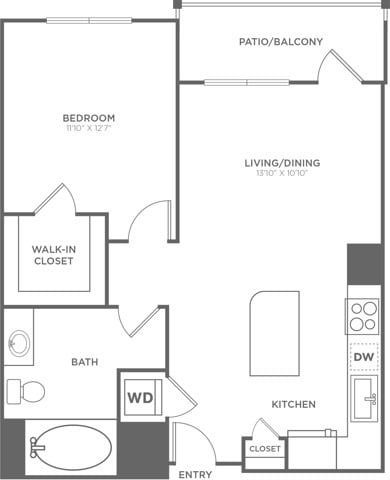 One Bedroom One Bath (789 SF) - One Bedroom One Bath (789 SF)