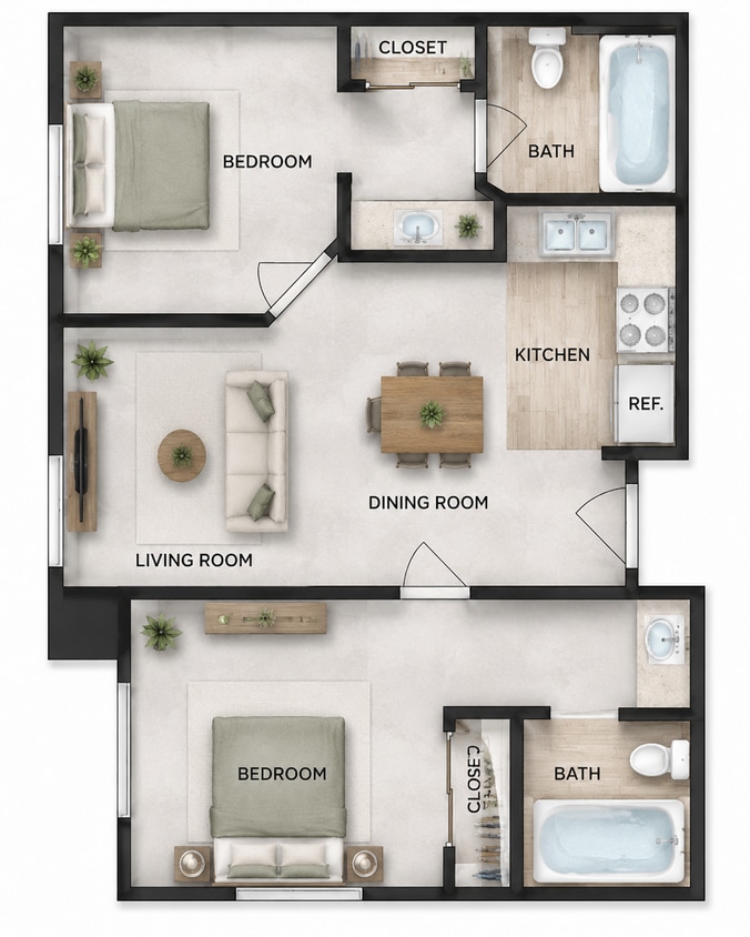 Floor Plan - 2 Bedrooms