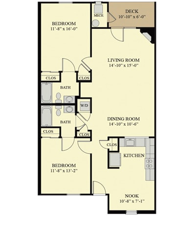 2x2 1185 sq. ft. - 2 Bedroom