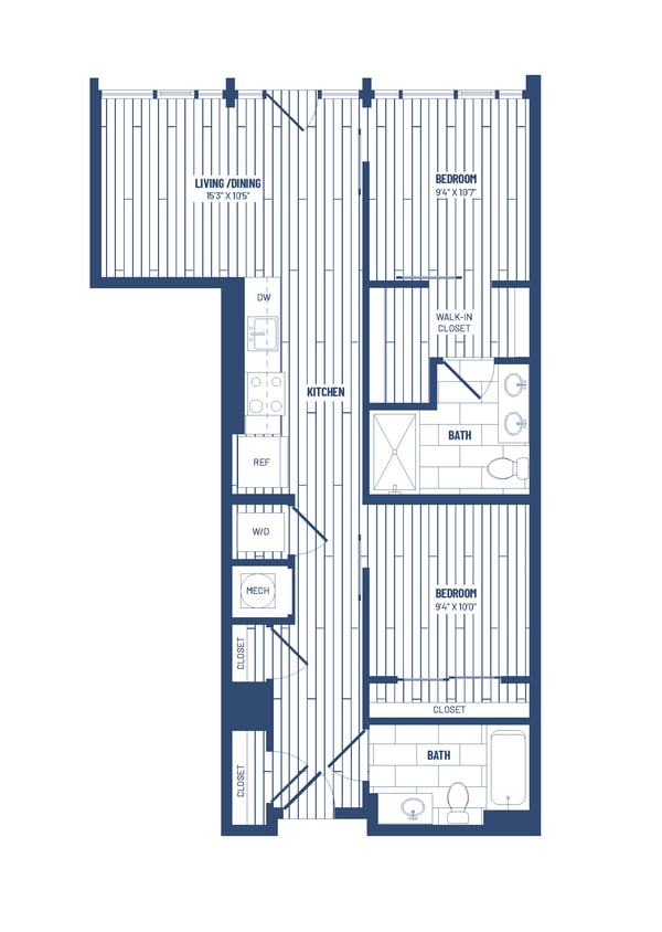 Floor Plan - 2 Bed/2 Bath Junior-HJR2B  x02