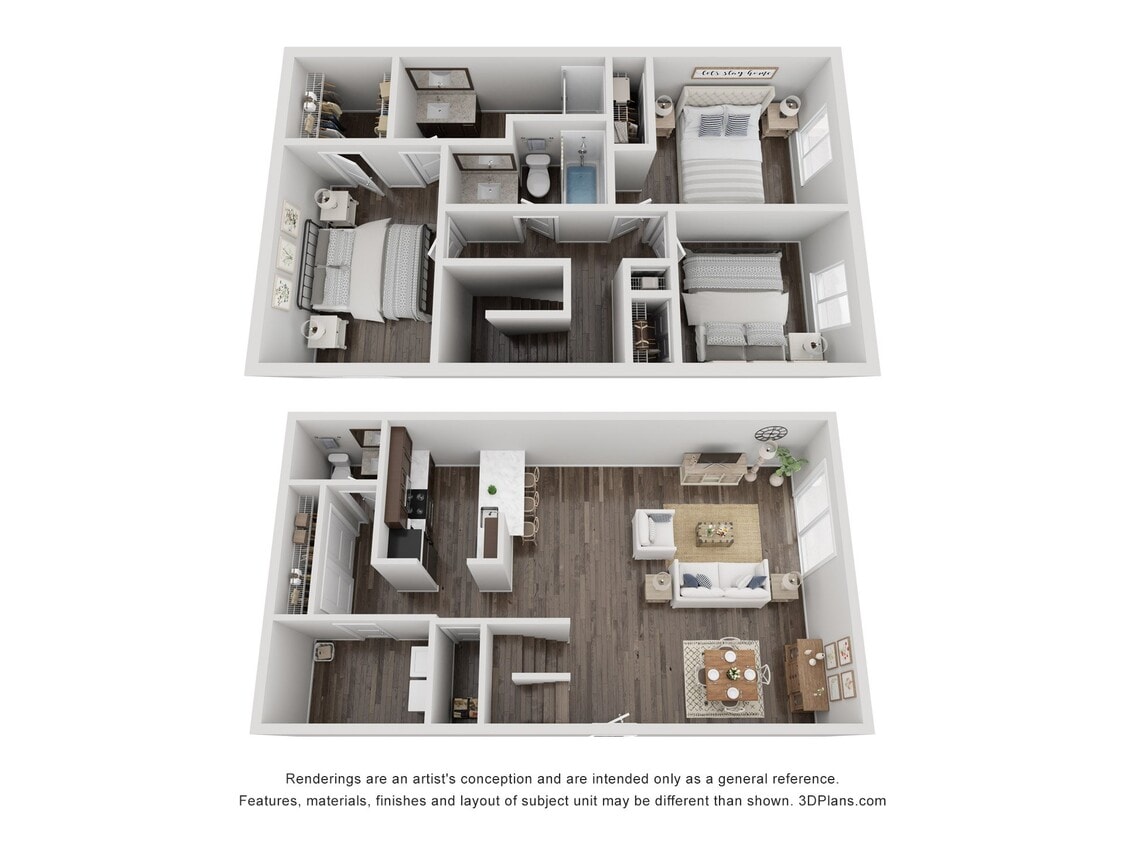 Floor Plan - C1 - 3 Bed 2.5 Bath Townhome
