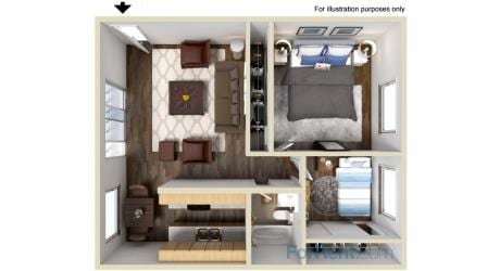 2 Bed 1 Bath - B1-855