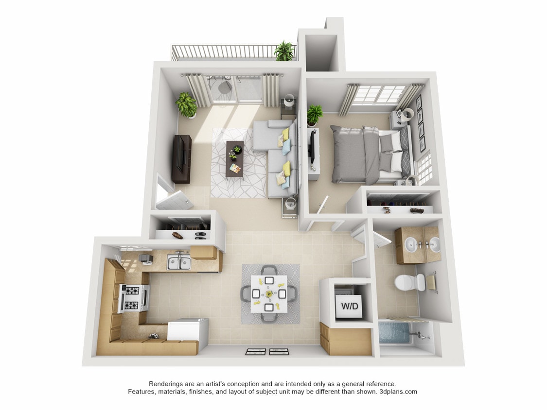 Floor Plan - 1 Bed 1 Bath